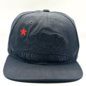 California Republic Hat Cap SnapBack Black Bear Cali Surf Skate One Size